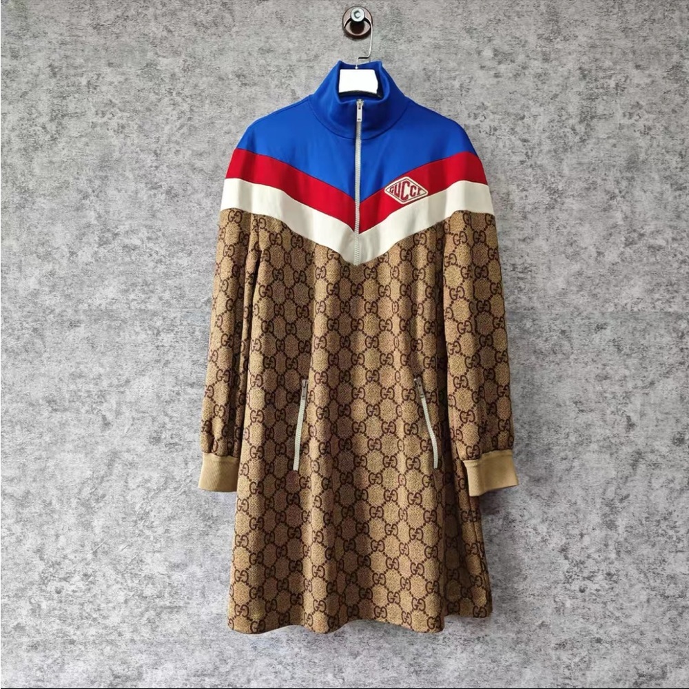🚩steal authentic Gucci Women's Blue and Brown Bomber Jacket